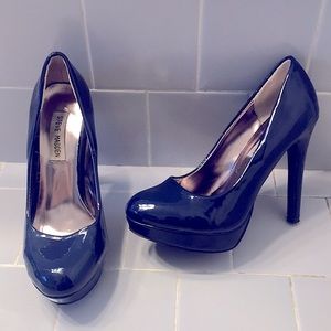 Steve Madden Navy Patent Leather Platform Heels Size 6 1/2